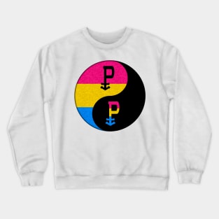 Pansexual Pride Yin and Yang Symbol in Pride Flag Colors Crewneck Sweatshirt